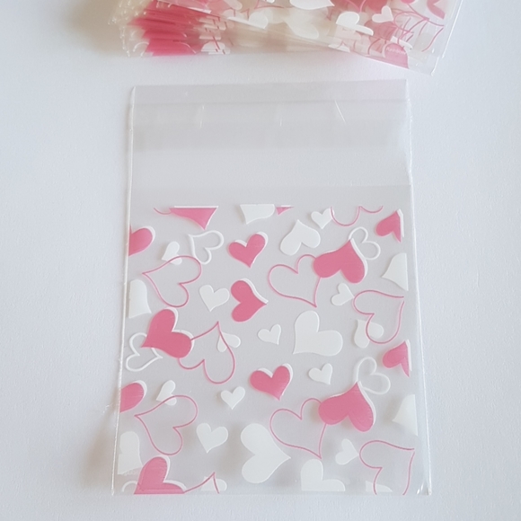 25 pcs Heart Clear Bags Treat Bags 2.76" inches - Picture 3 of 5
